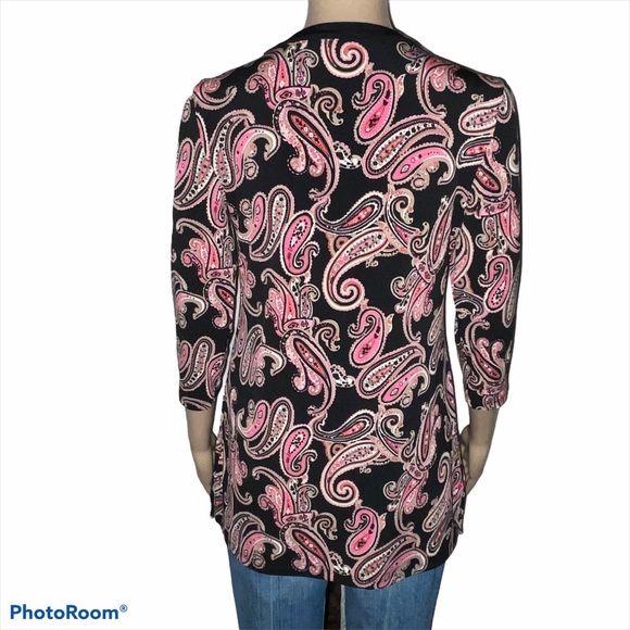 Charter Club paisley lace up chain collar blouse - Picture 2 of 5